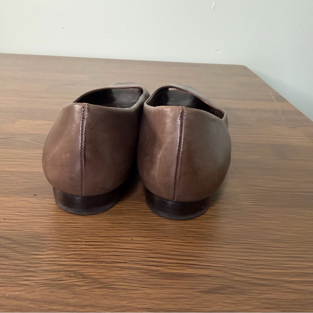 ANTONIO MELANI Dark Brown Peep-Toe Flats Size 9.5 - Picture 3 of 10
